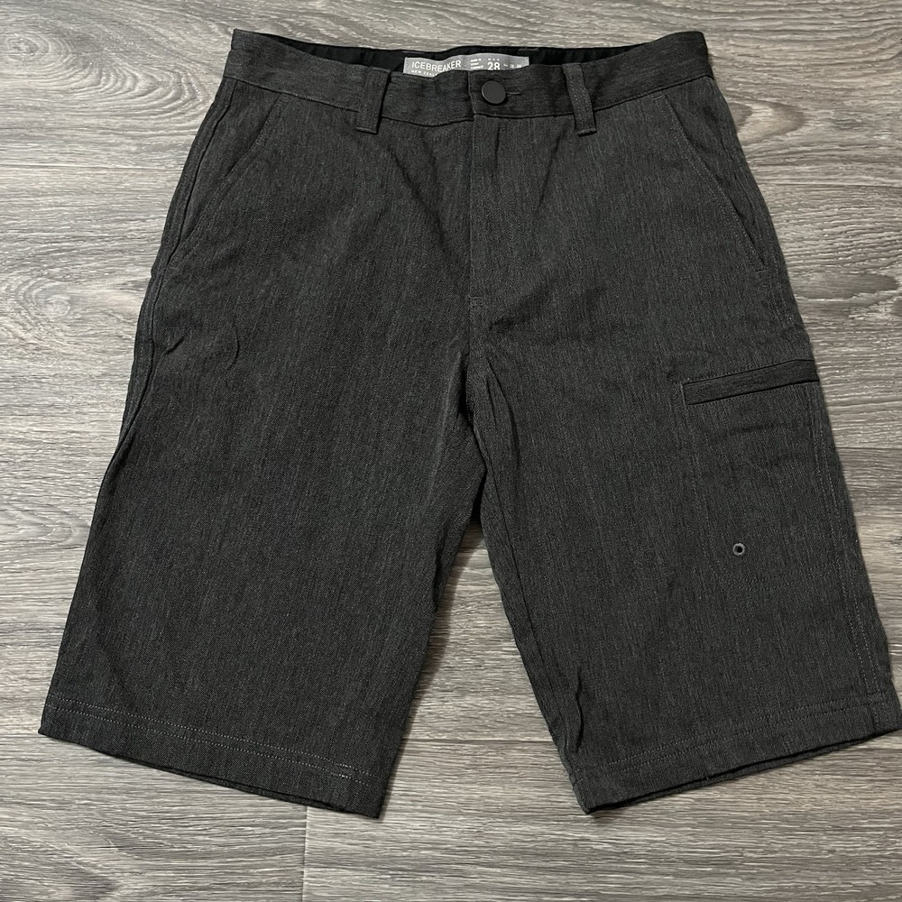 Icebreaker Merino Chino Shorts Mens 28 Wool Blend Stretch Gray 11" Inseam